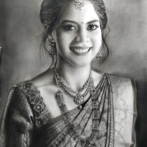 Charcoal portrait of a girl on A2 size