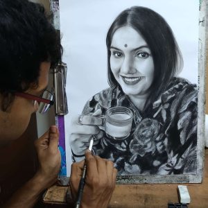 Realistic charcoal portrait